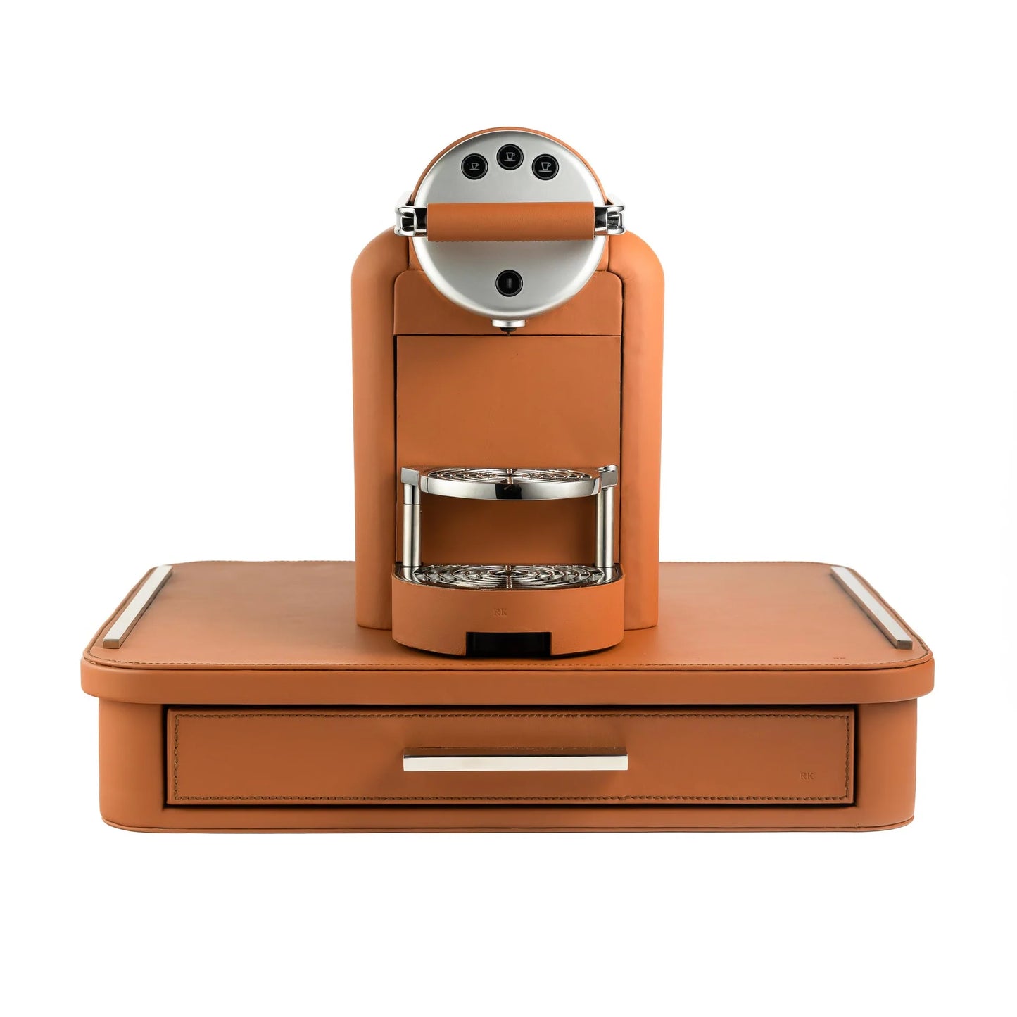 ماكينة قهوة بغطاء جلدي خاص