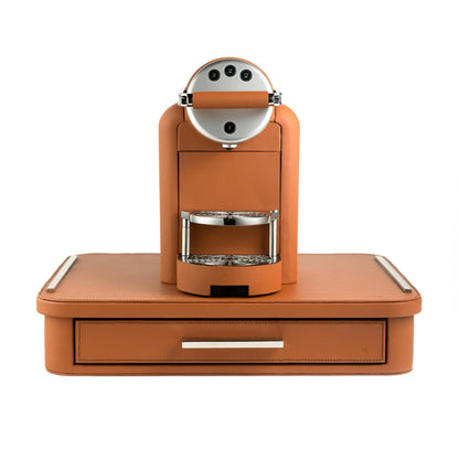 ماكينة قهوة بغطاء جلدي خاص