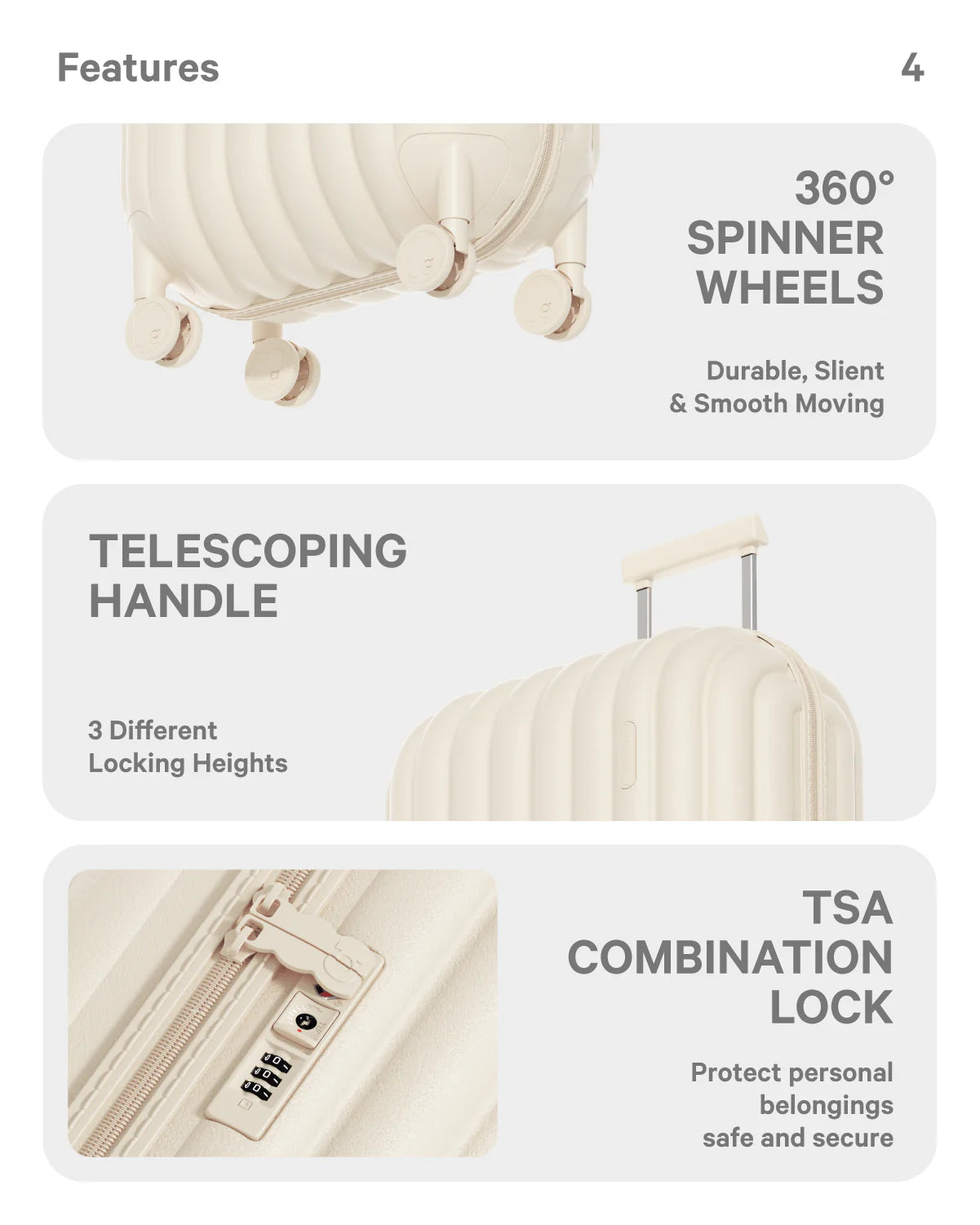 حقيبة سفر 20 بوصة/24 بوصة/28 بوصة، تصميم على شكل خبز