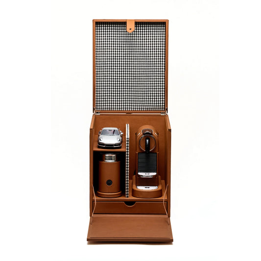 آلة القهوة الفاخرة بعلبة جلدية خاصة