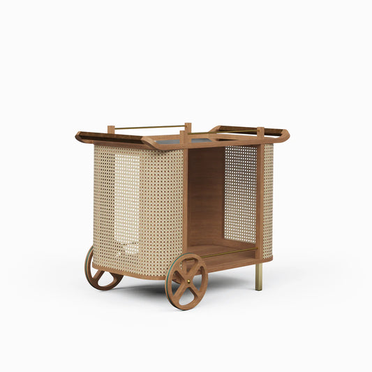 Yuma Natural Rattan Bar Cart