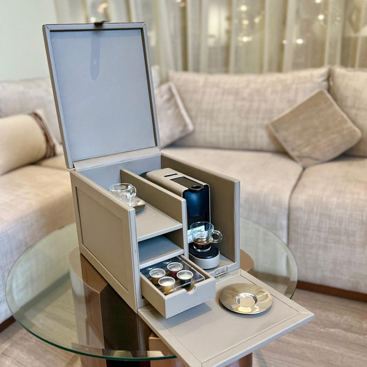 طقم إسبريسو فاخر باللون البيج