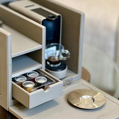 طقم إسبريسو فاخر باللون البيج